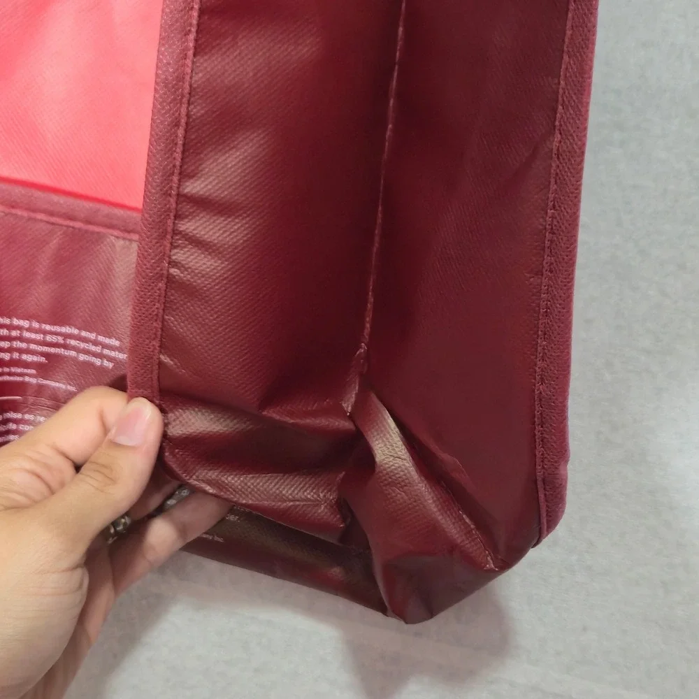 Lululemon Reusable shopping Tote Bag large Red Burgundy Ombre Logo Print